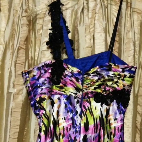 Size 8 NightWay Purple One-Shoulder Formal Prom Dress - Picture 7 of 7